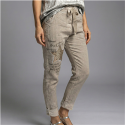 Mujer babucha lino elastizado estrella lentejuelas linea italiana - IB