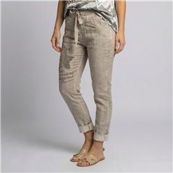 Mujer babucha lino elastizado estrella lentejuelas linea italiana - IB