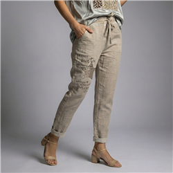 Mujer babucha lino elastizado estrella lentejuelas linea italiana - IB