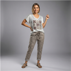 Mujer remera hilo razado estampa print linea italiana - IB