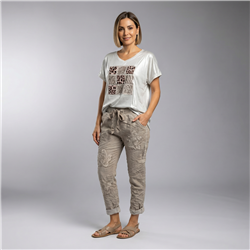 Mujer remera hilo razado estampa print linea italiana - IB