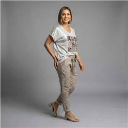 Mujer remera hilo razado estampa print linea italiana - IB