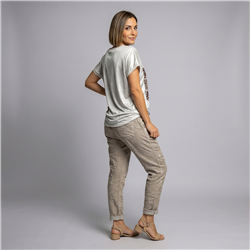 Mujer remera hilo razado estampa print linea italiana - IB