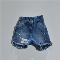 Beba short jean elastizado frente brillo perlas