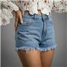 Mujer short jean liso desflecado - BEL