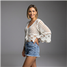 Mujer short jean liso desflecado - BEL