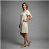 Mujer vestido lino corto bordado flores lentejuelas - FRA