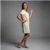 Mujer vestido lino corto bordado flores lentejuelas - FRA