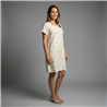 Mujer vestido lino corto bordado flores lentejuelas - FRA