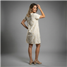 Mujer vestido lino corto bordado flores lentejuelas - FRA
