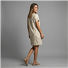 Mujer vestido lino corto bordado flores lentejuelas - FRA