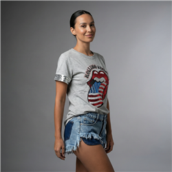 Mujer remera algodon estampa lengua Rolling Stones - FRA