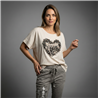 Mujer remera algodon amplia corazon print linea italiana - IB