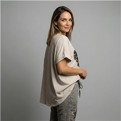 Mujer remera algodon amplia corazon print linea italiana - IB