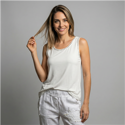 Mujer musculosa modal mangas cuello tachas - FRA