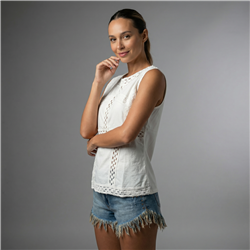 Mujer musculosa algodon combinado guipur - FRA