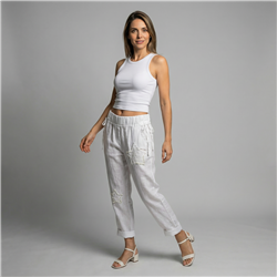 Mujer babucha lino parches estrella perlas linea italiana - IB