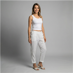 Mujer babucha lino parches estrella perlas linea italiana - IB