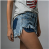 Mujer short jean combinado bolsillos - BEL