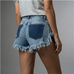 Mujer short jean combinado bolsillos - BEL