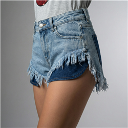 Mujer short jean combinado bolsillos - BEL