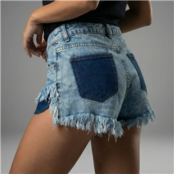 Mujer short jean combinado bolsillos - BEL