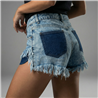 Mujer short jean combinado bolsillos - BEL