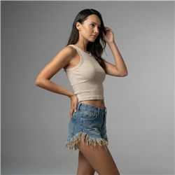 Mujer short jean desflecado tachas estrass - YD