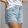 Mujer short jean con ruedo medias roturas - BEL
