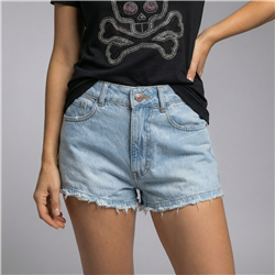 Mujer short jean con ruedo medias roturas - BEL