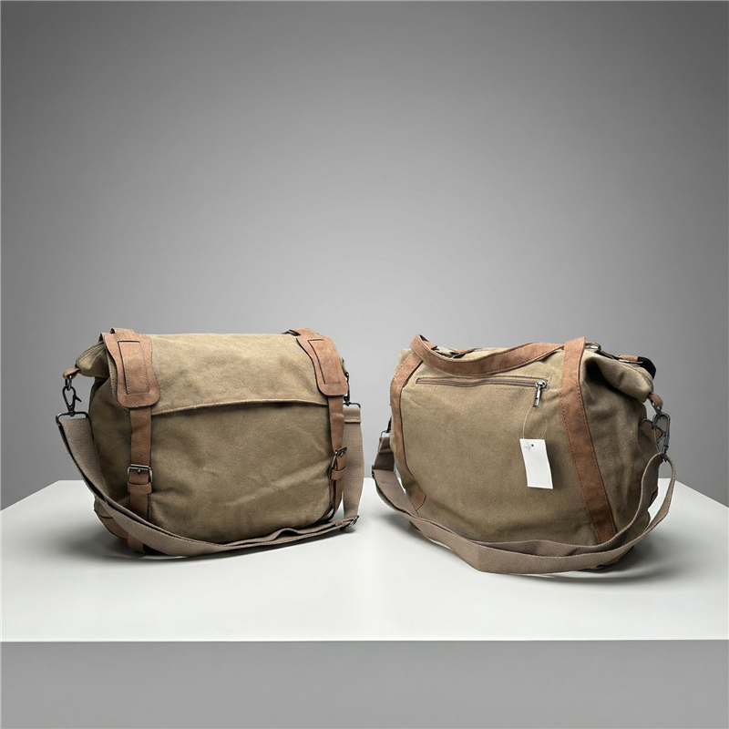 Bolso lona frente ecocuero hebillas - GO