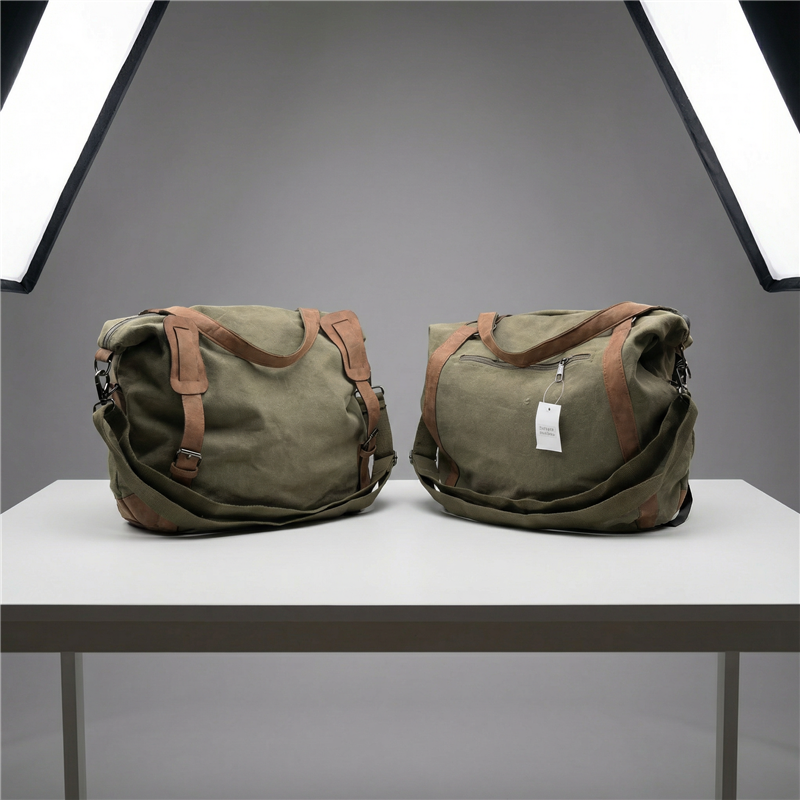 Bolso lona frente ecocuero hebillas - GO