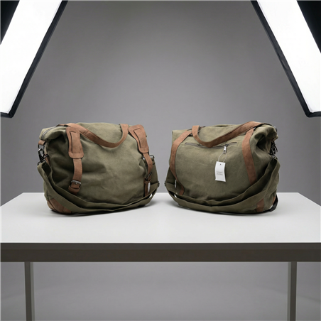 Bolso lona frente ecocuero hebillas - GO