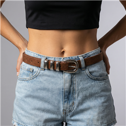 Cinto ecocuero liso hebilla plateada - GO