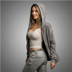 Mujer campera bengalina capucha frente estrass linea italiana - IB