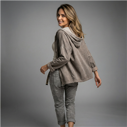 Mujer campera bengalina capucha frente estrass linea italiana - IB