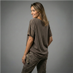 Mujer remera algodon aplique corazon lentejuelas linea italiana - IB