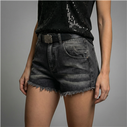 Mujer short jean razgado cinturon - CAL