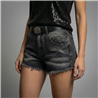 Mujer short jean razgado cinturon - CAL