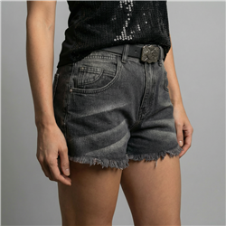 Mujer short jean razgado cinturon - CAL