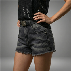 Mujer short jean razgado cinturon - CAL