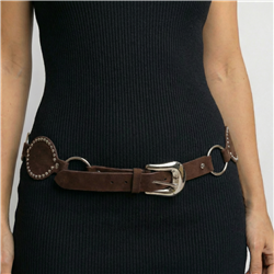 Cinturon ecocuero ancho hebilla tachas - GO