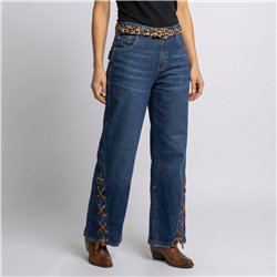 Mujer pantalon jean wideleg botamangas cordon - EM
