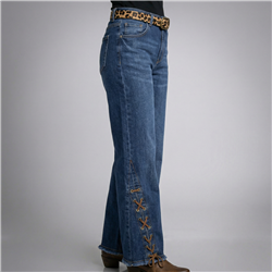 Mujer pantalon jean wideleg botamangas cordon - EM