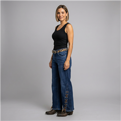 Mujer pantalon jean wideleg botamangas cordon - EM