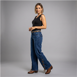 Mujer pantalon jean wideleg botamangas cordon - EM