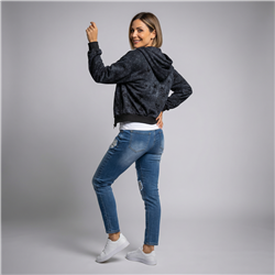 Mujer campera acetato adidas brillos capucha - OG