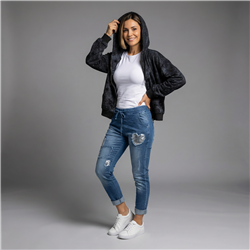 Mujer campera acetato adidas brillos capucha - OG