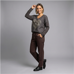 Mujer remera lino amplia corazon brillo linea italiana - IB