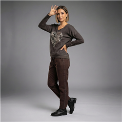 Mujer remera lino amplia corazon brillo linea italiana - IB